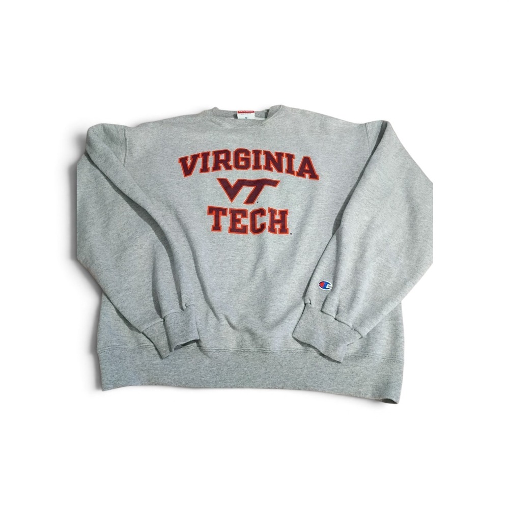 Champion Virginia Tech Hokies Sweatshirt Mens Medium Gray Crewneck Vintage